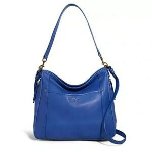 American Leather Co. Austin Zip Top Shoulder Bag w/ Crossbody Strap, Cobalt Blue